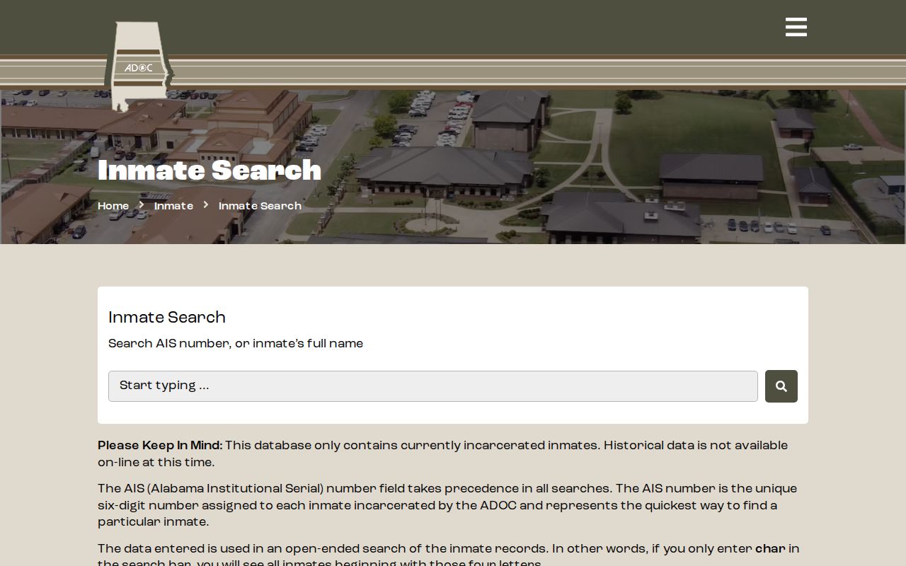 Alabama Department of Corrections official inmate search